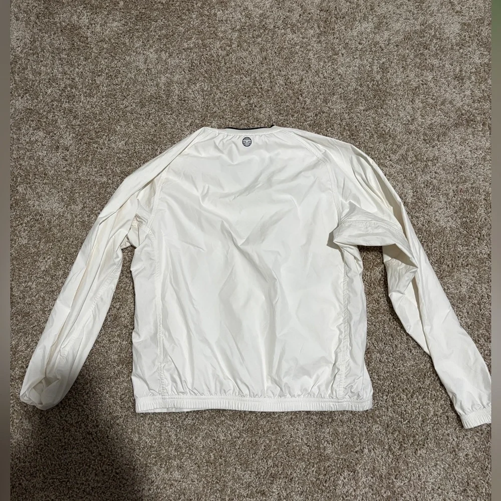Tory Burch Sport White V-Neck Windbreaker sz XS